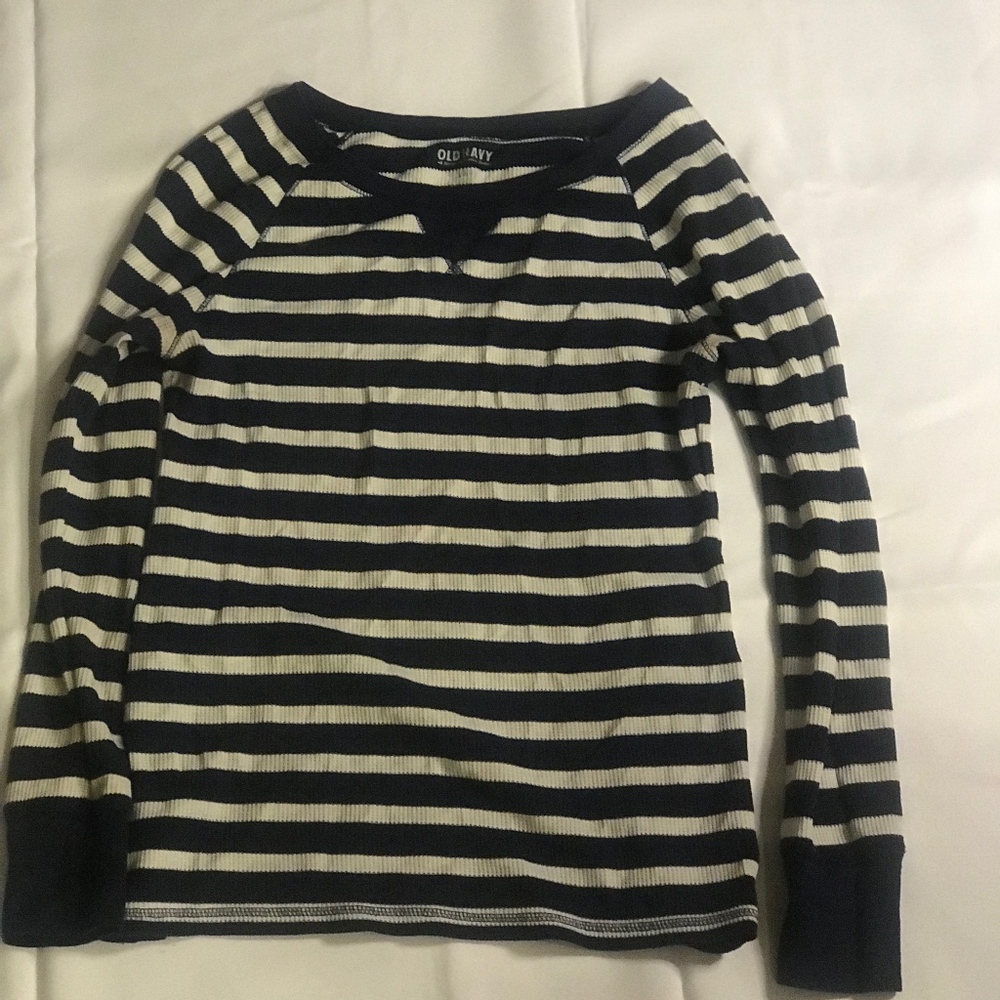 Navy blue and white sweater